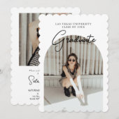 Invitation Script Graduation 2 faces Photo Portrait Party In (Devant / Derrière)