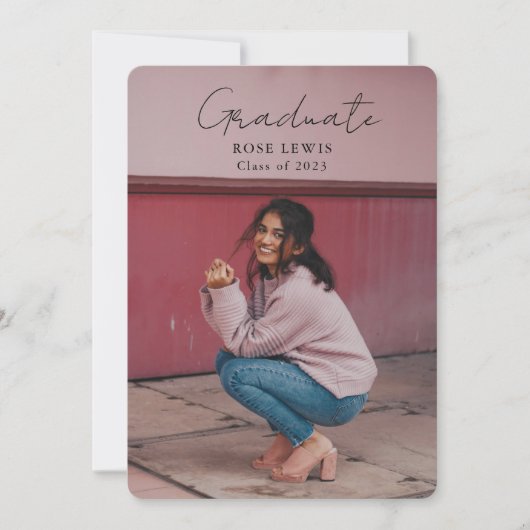 Invitation Script Graduation 2-side Photo Portrait Party (Devant)