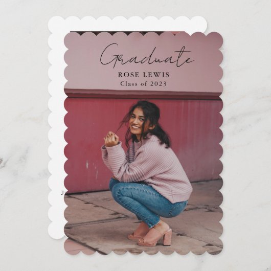 Invitation Script Graduation 2-side Photo Portrait Party (Devant / Derrière)