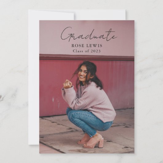 Invitation Script Graduation 2-side Photo Portrait Party (Devant)