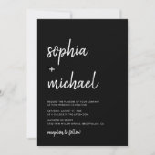Invitation Script Gras Moderne Mariage noir et blanc (Devant)