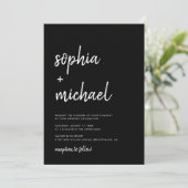 Invitation Script Gras Moderne Mariage noir et blanc (Debout devant)