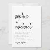 Invitation Script Gras Moderne Mariage noir et blanc (Devant)
