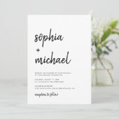 Invitation Script Gras Moderne Mariage noir et blanc (Debout devant)