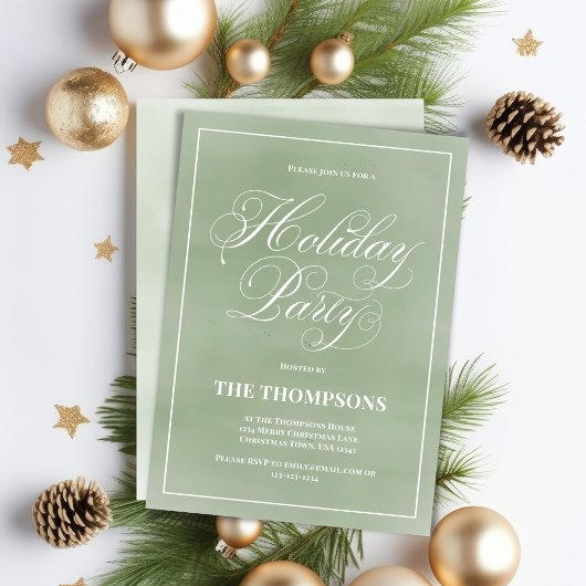 Invitation Script Green Holiday Party