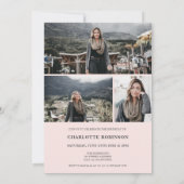 Invitation Script gris moderne 4 photos rose Sweet 16 (Dos)