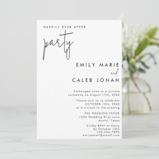 Invitation Script Happily Ever After Party Wedding Reception (Debout devant)