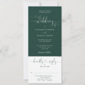 Invitation Script Heart Emerald Green Tout en un Mariage (Devant)