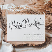 Invitation Script Hello 90th Minimalist 90th Birthday