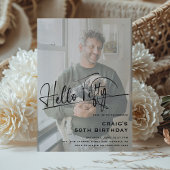 Invitation Script Hello Fifty Minimal Photo 50th Birthday