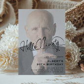 Invitation Script Hello Ninety Minimal Photo 90th Birthday