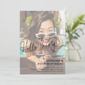 Invitation Script Hello Trente Minimal Photo 30e Anniversaire (Debout devant)