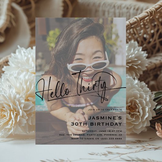 Invitation Script Hello Trente Minimal Photo 30e Anniversaire