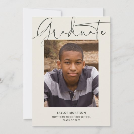 Invitation Script informel moderne 1-Photo Graduation Party (Devant)