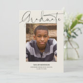 Invitation Script informel moderne 1-Photo Graduation Party (Debout devant)