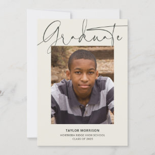 Invitation Script informel moderne 1-Photo Graduation Party