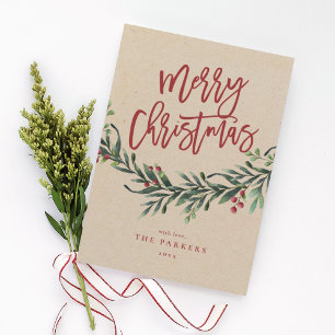 Invitation Script joyeux Noël branche non photo vacances en