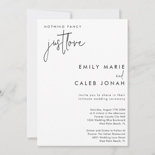 Invitation Script Just Love Chic Intimate Mariage (Devant)