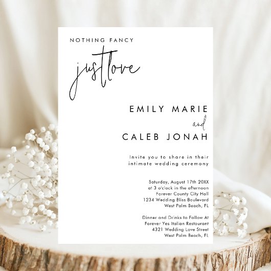 Invitation Script Juste Amour Chic Mariage Intime Mairie 