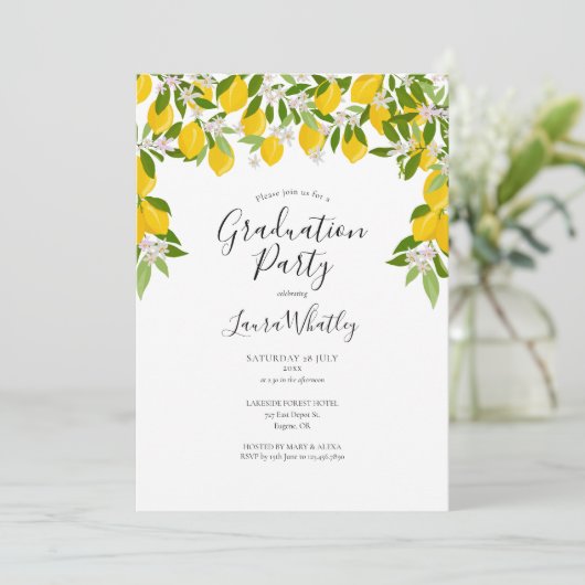 Invitation Script Lemons Blossom Photo Graduation (Debout devant)