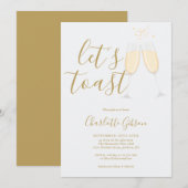 Invitation Script Let's Toast Mariage Doré (Devant / Derrière)