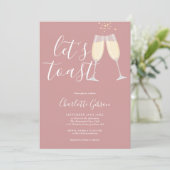 Invitation Script Let's Toast Mariage Dusty Rose Rose (Debout devant)