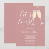 Invitation Script Let's Toast Mariage Dusty Rose Rose (Devant / Derrière)
