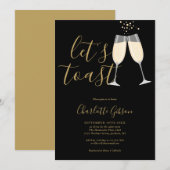 Invitation Script Levons Nos Verres Mariage Blanc Et Or (Devant / Derrière)