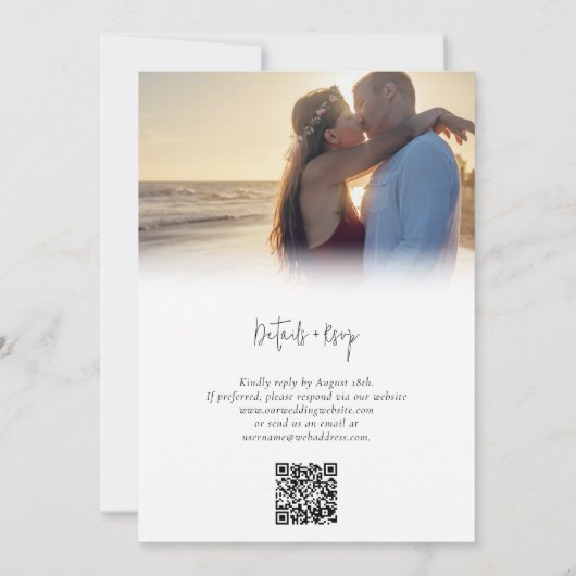 Invitation Script manuel moderne photo mariage code RSVP QR (Dos)