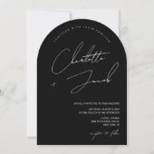 Invitation Script manuscrit Arch Photo noir blanc Mariage (Devant)