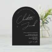 Invitation Script manuscrit Arch Photo noir blanc Mariage (Debout devant)
