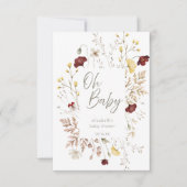 Invitation Script manuscrit Baby shower cadre floral (Devant)