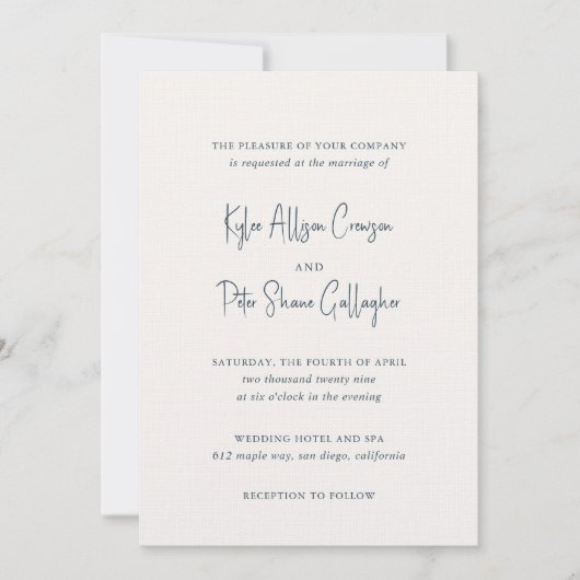 Invitation Script manuscrit Gris moderne Élégant Mariage (Devant)