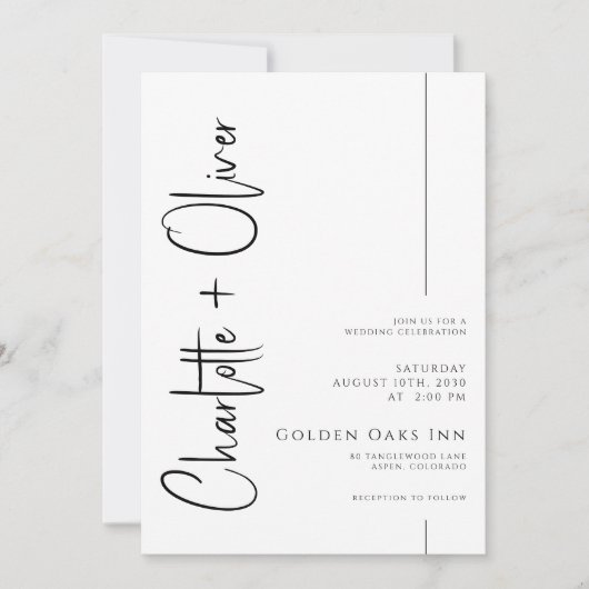 Invitation Script manuscrit minimaliste moderne (Devant)