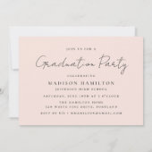 Invitation Script manuscrit moderne Blush 2 Photo Graduation (Dos)