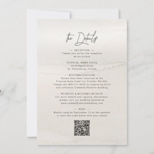 Invitation Script manuscrit moderne Tons de la Terre Mariage (Dos)