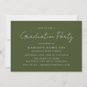 Invitation Script manuscrit moderne Vert 2 Photo Graduation (Dos)