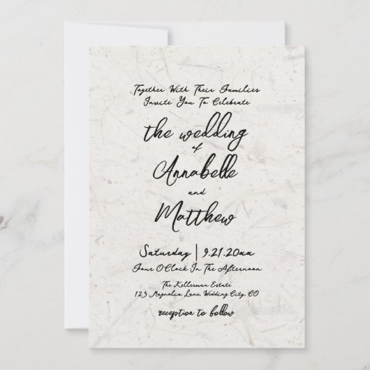 Invitation Script manuscrit Natural Earthy Boho Mariage (Devant)