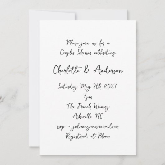 Invitation Script manuscrit Whimsy Quirky Couples Douche (Devant)