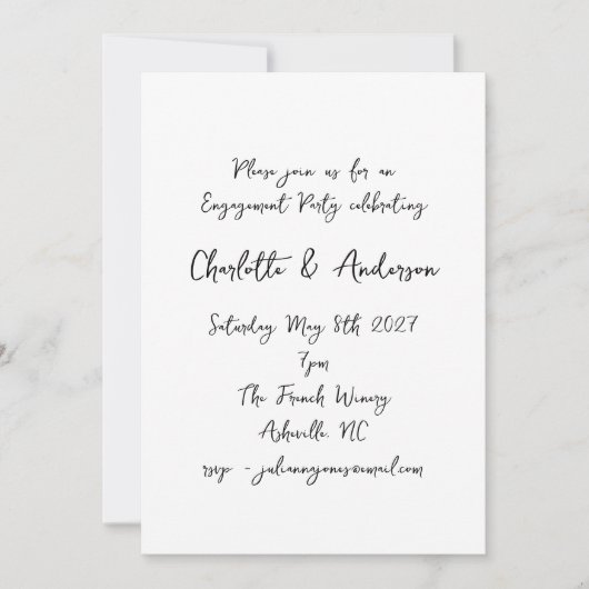 Invitation Script manuscrit Whimsy Quirky Engagement Party (Devant)