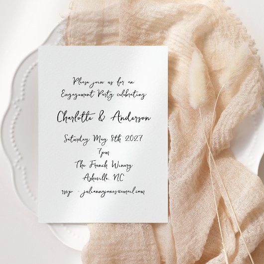 Invitation Script manuscrit Whimsy Quirky Engagement Party
