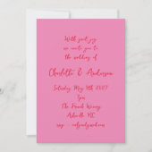 Invitation Script manuscrit Whimsy rose Mariage rouge (Devant)