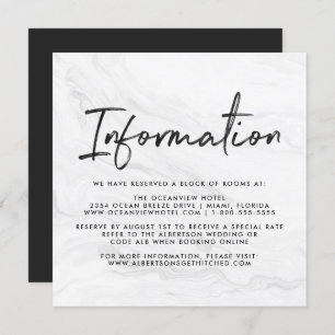 Invitation Script Marbre blanc moderne   Informations sur le 