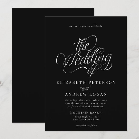 Invitation Script Mariage classique (Devant / Derrière)