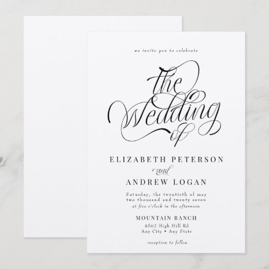 Invitation Script Mariage classique (Devant / Derrière)