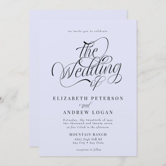 Invitation Script Mariage classique (Devant / Derrière)