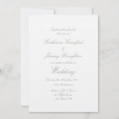 Invitation Script Mariage classique en lin blanc (Devant)