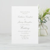 Invitation Script Mariage classique en lin blanc (Debout devant)