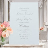 Invitation Script Mariage classique en poudre de lin bleu
