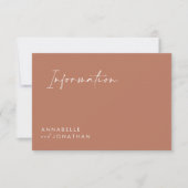 Invitation script mariage informations modernes en terre cuit (Devant)